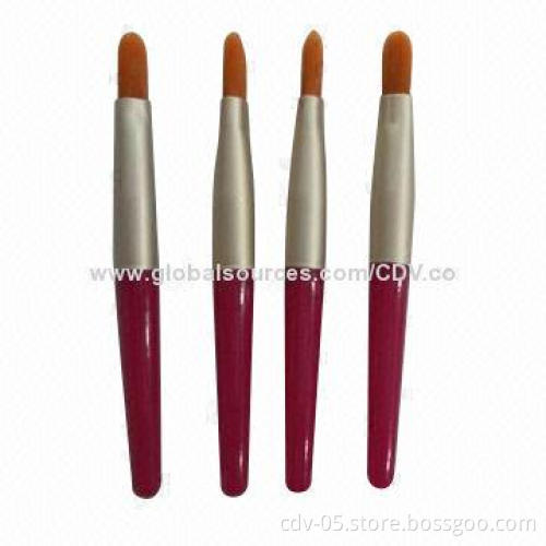 Makeup eye applicators, made of plastic handle and aluminum ferrule and synthetic hair